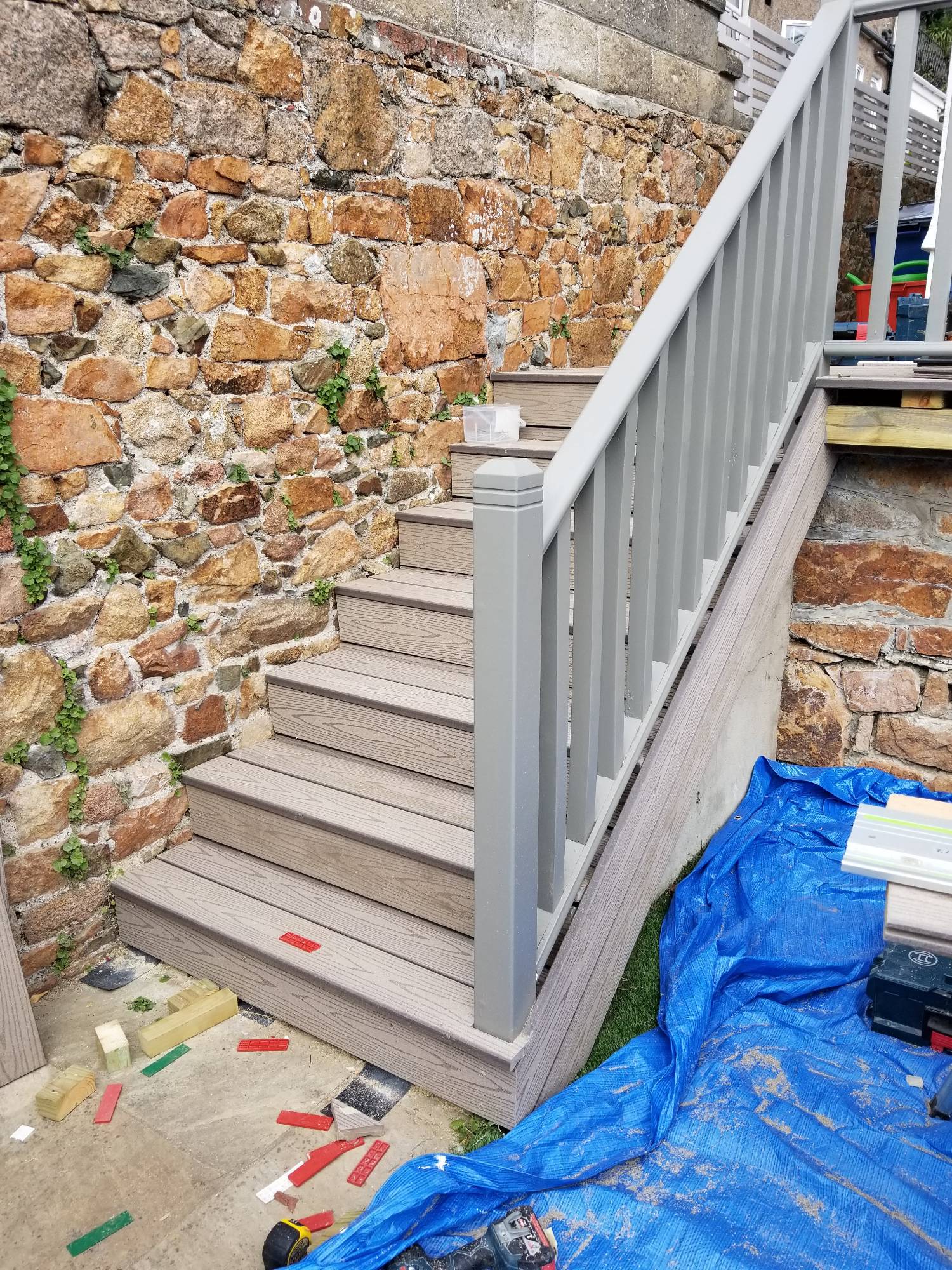 New composite staircase Composite boards were precisely fitted to the steps, with the restored balustrade providing a safe and elegant finish.